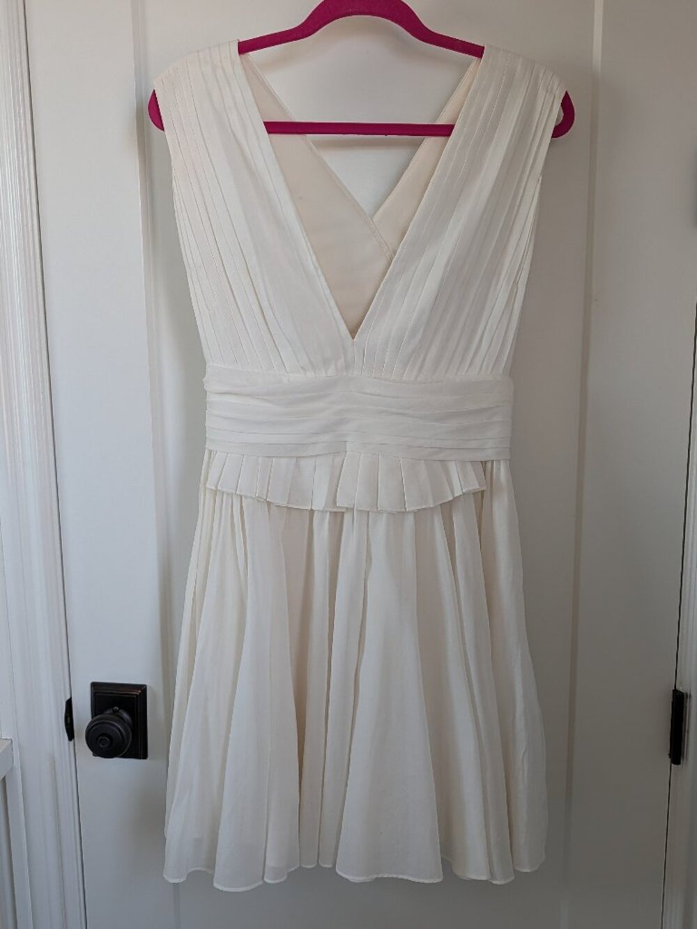 3.1 phillip lim short sleeveless pleated mini dress tie bow bridal size 10 silk